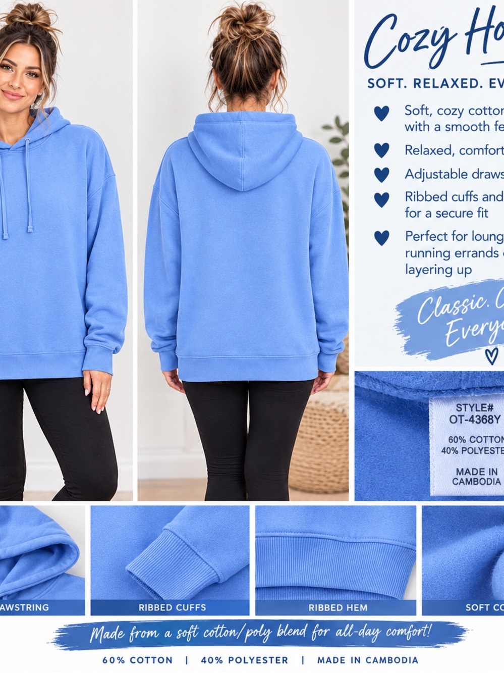 Zenana Outfitters Periwinkle Blue Pullover Hoodie